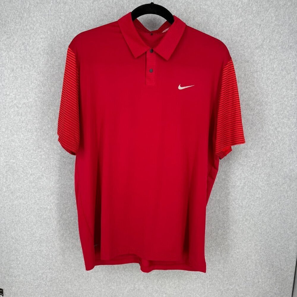 Nike Mens Trajectory Golf Polo Shirt Size XL Tiger Woods Collection Red Sunday